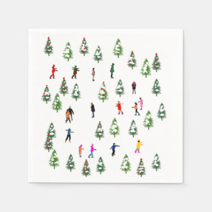 Serviette En Papier Patineurs sur glace Pine │ patinage sur glace Noël