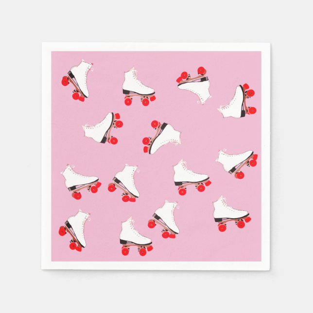 Serviette En Papier Patins à rouleaux blancs Cocktail Napkin (Devant)