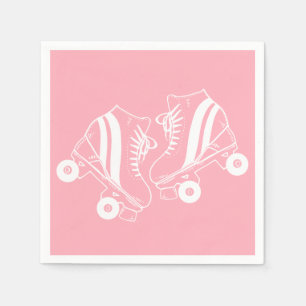 Serviette En Papier Patins à rouleaux minimalistes Derby Patinage rose
