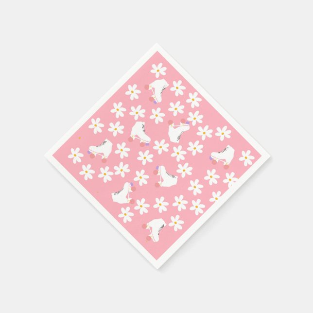 Serviette En Papier Patins à rouleaux rose floral Patins à rouleaux Pa (Coin)