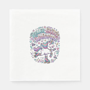 Serviette En Papier Patins à roulettes Licorne Graphisme de style rétr