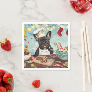 Serviette En Papier Pâtisserie de Noël du Bouledogue Français : Noël F