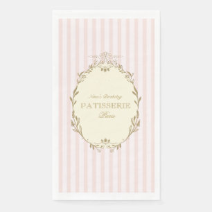 Serviette En Papier Patisserie Française Parisienne Vintage Fête Rose