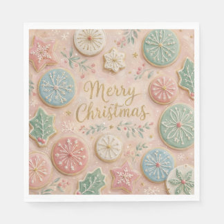 Serviette En Papier Pâtisseries de Noël pastel Flocon de neige Joyeux