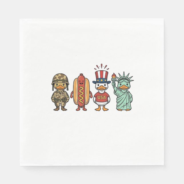 Serviette En Papier Patriotic Duck and Hot Dog Vintage Vector Shirt_1 (Devant)