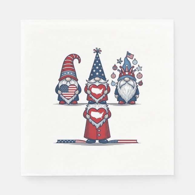 Serviette En Papier Patriotic Gnome Trio Vintage Vector Design_1 (Devant)