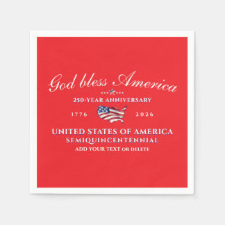 Serviette En Papier Patriotic God Bless America 250 Semiquincentennial