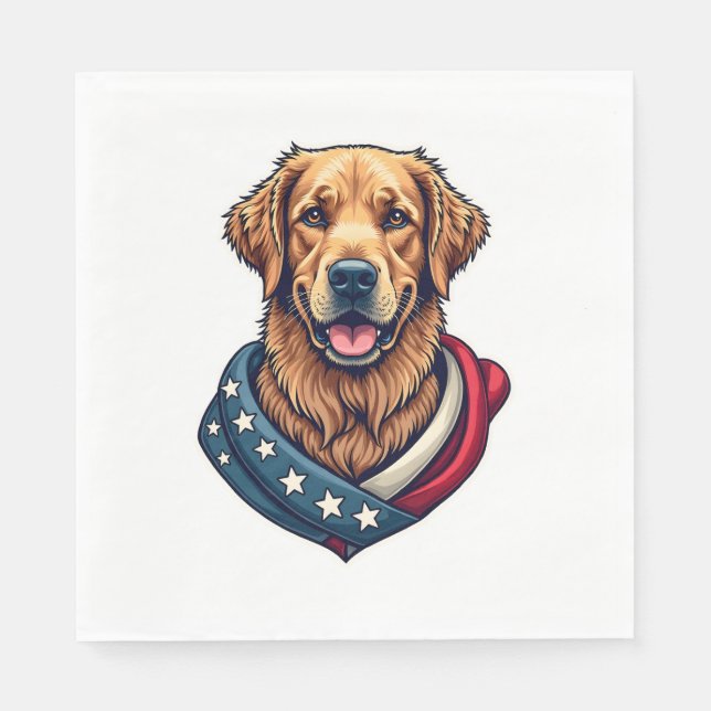Serviette En Papier Patriotic Retriever Pride Vintage Dog Shirt 4 (Devant)