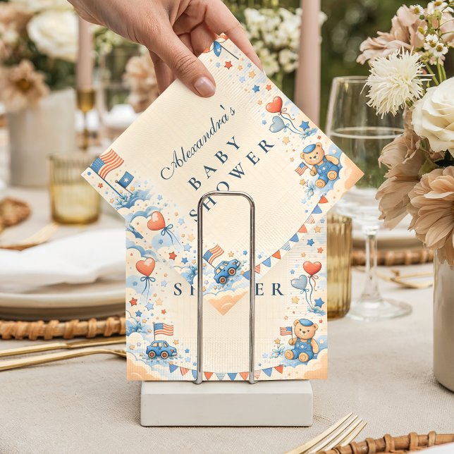 Serviette En Papier Patriotic Stars & Stripes Baby Shower (Créateur téléchargé)