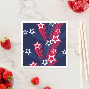 Serviette En Papier Patriotique 4 juillet Étoiles Rouge Blanc Et Bleu