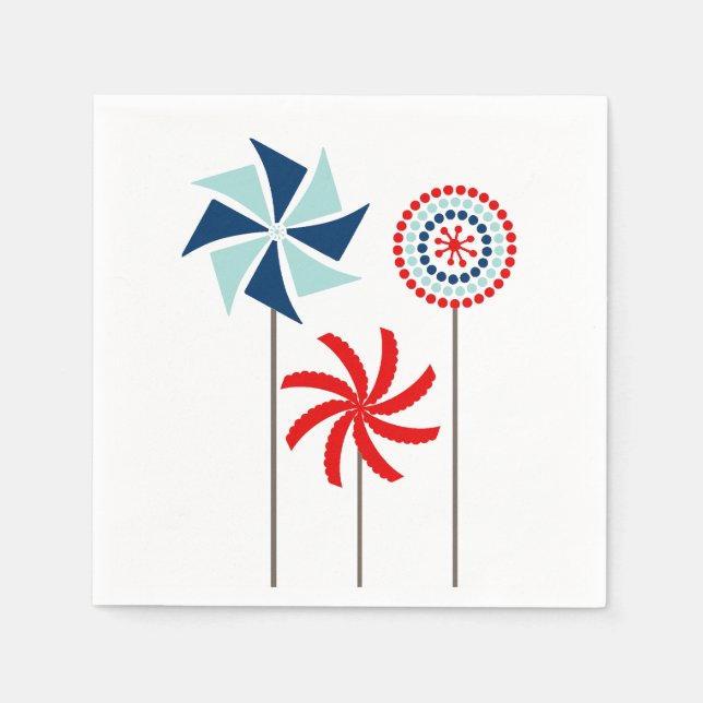 Serviette En Papier Patriotique 4 juillet Pinwheel Napkin (Devant)