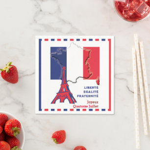 Serviette En Papier Patriotique BASTILLE DAME Carte postale Drapeau Fr