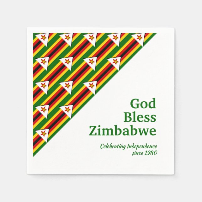 Serviette En Papier Patriotique | DRAPEAU ZIMBABWE | Papier zimbabwéen (Devant)