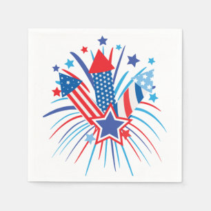Serviette En Papier Patriotique feux d'artifice Papier Napkin