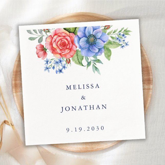 Serviette En Papier Patriotique Floral Rouge Bleu Blanc 4 Juillet Mari (Créateur téléchargé)