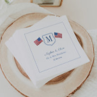 Patriotique Monogramme Mariage Crest USA Fête des 