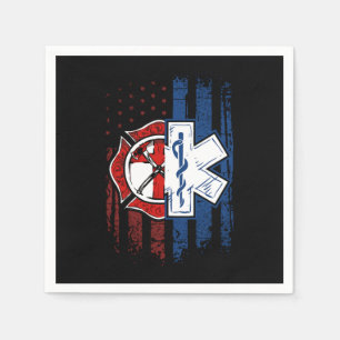 Serviette En Papier Patriotique Paramedtic Firefighter EMT USA Drapeau