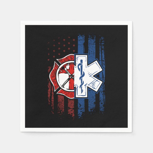 Serviette En Papier Patriotique Paramedtic Firefighter EMT USA Drapeau (Devant)