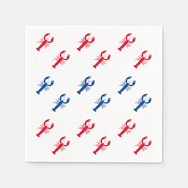 Serviette En Papier Patriotique rouge blanc bleu homard motif moderne (Devant)