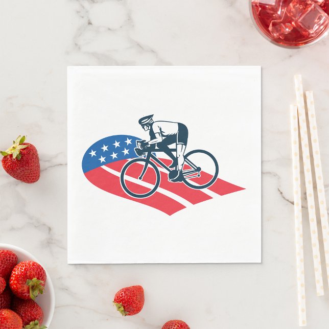 Serviette En Papier Patriotique USA Cyclisme Américain Drapeau Vélo Ri (Créateur téléchargé)