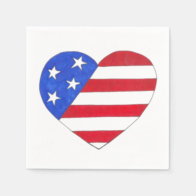 Serviette En Papier Patriotique USA Stars Stripes Coeur Américain Drap (Devant)