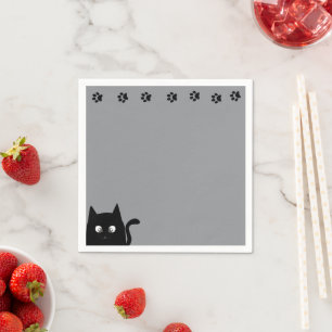 Serviette En Papier Patte de Chat Noir Gris Clair