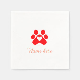 Serviette En Papier Patte de chien coeur rouge animal familier ajouter