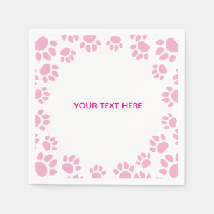 Serviette En Papier Patte de chien rose et blanc personnalisé