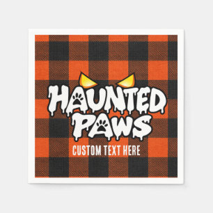 Serviette En Papier Patte Ensorcelée Halloween Carreaux Orange Noir