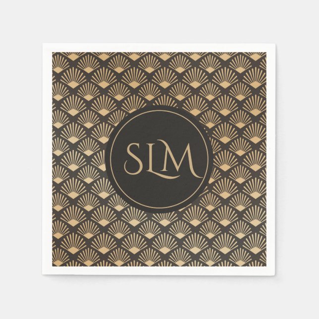 Serviette En Papier Pattern monogrammed Gatsby Art Deco (Devant)