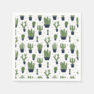 Serviette En Papier Pattern Rustic Green Cactus