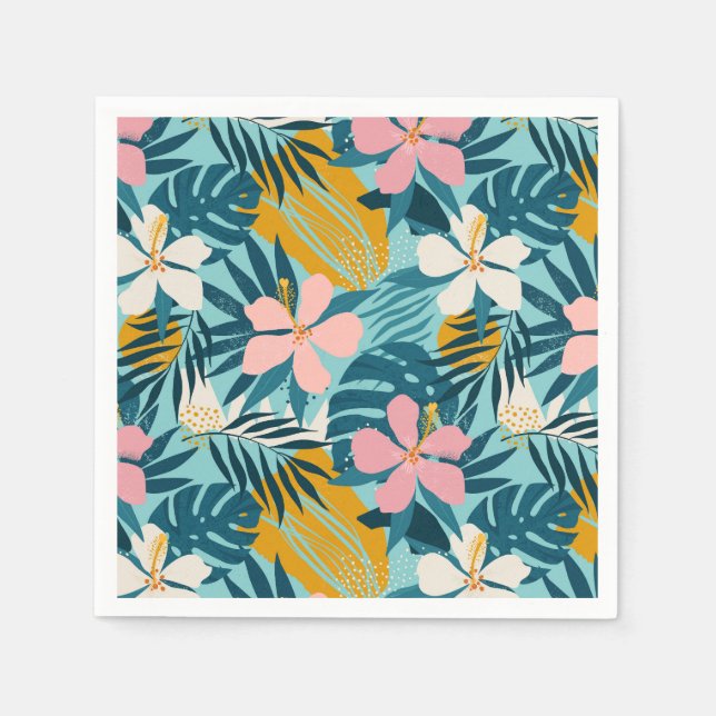 Serviette En Papier Pattern tropical hibiscus (Devant)