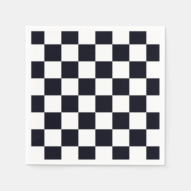 Serviette En Papier Patters de Black and White Checker (Devant)