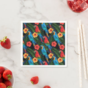 Serviette En Papier Patters de Macaw et Hibiscus