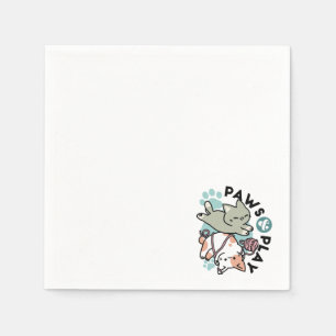 Serviette En Papier Pattounes et Jeux – Illustration de Chat Adorable