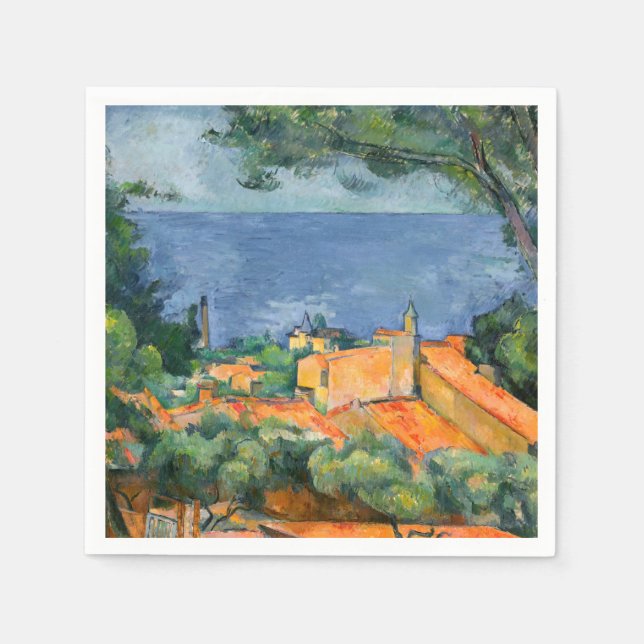 Serviette En Papier Paul Cezanne - Estaque aux toits rouges (Devant)