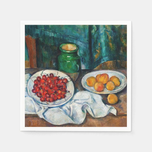Serviette En Papier Paul Cezanne - La vie morte avec les cerises et le (Devant)