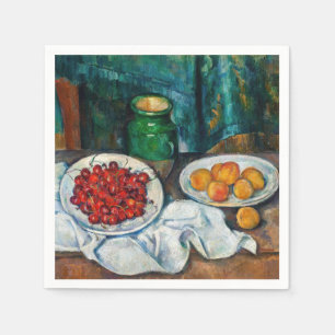 Serviette En Papier Paul Cezanne - Nature morte aux cerises et aux pêc
