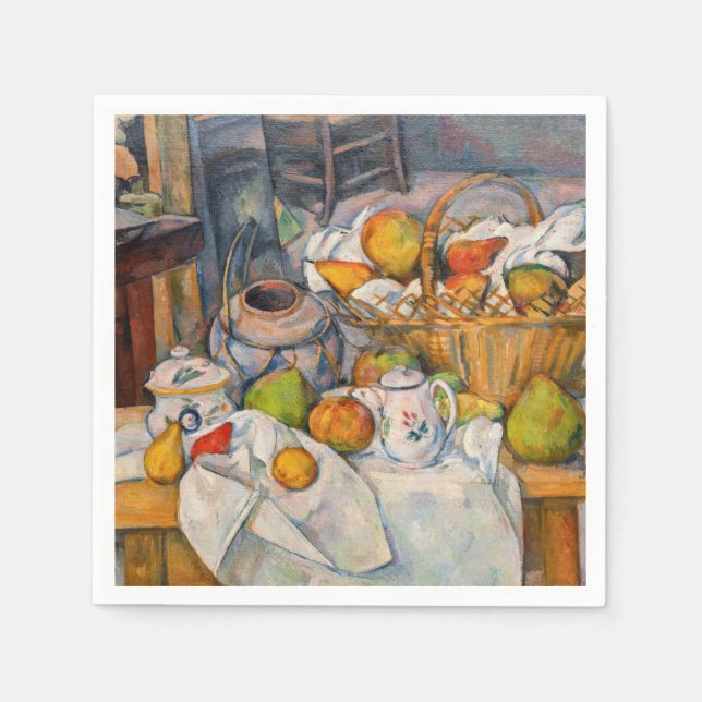 Serviette En Papier Paul Cezanne - Nature morte avec panier (Devant)