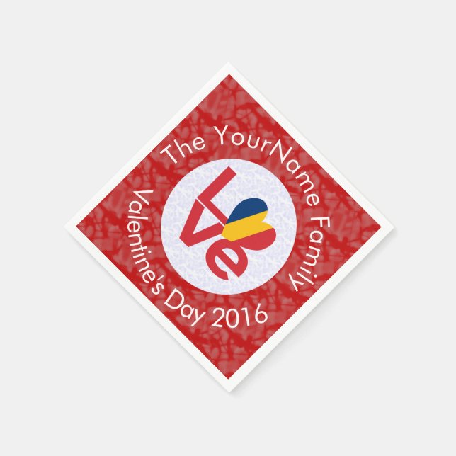 Serviette En Papier Pavillon Chad Red LOVE Personnalisé (Coin)