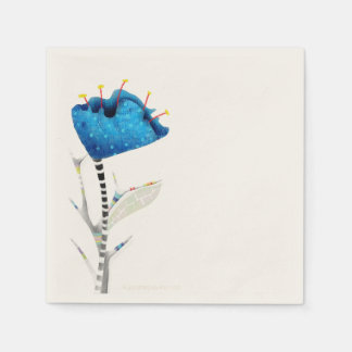 Serviette En Papier Pavot bleu aquarelle