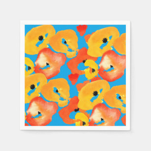 Serviette En Papier Pavot rouge et orange