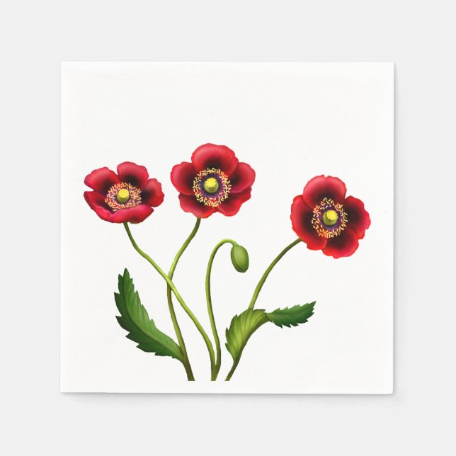 Serviette En Papier Pavot Rouge Jardin Fleurs Papier serviettes (Devant)