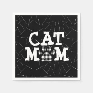 Serviette En Papier Pawprint maman chat avec poils de chat