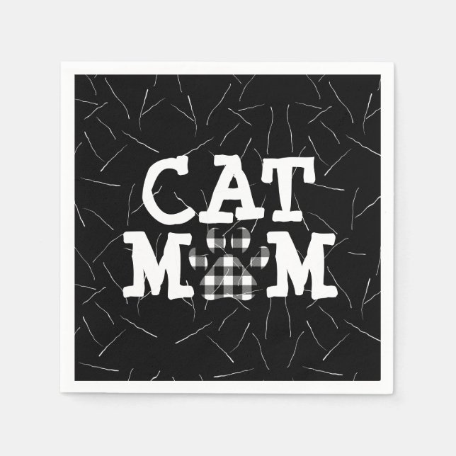 Serviette En Papier Pawprint maman chat avec poils de chat (Devant)