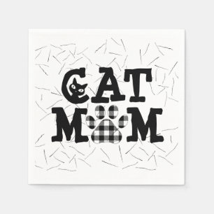 Serviette En Papier Pawprint maman chat avec poils de chat
