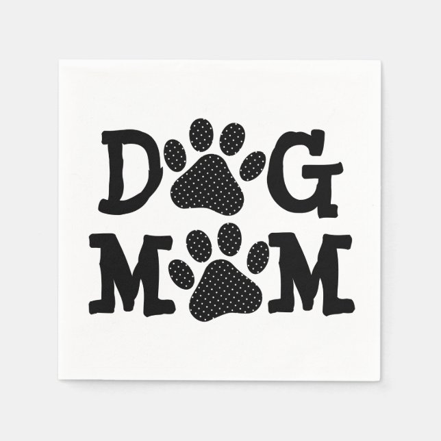 Serviette En Papier Pawprints MOM DOG avec Pois (Devant)