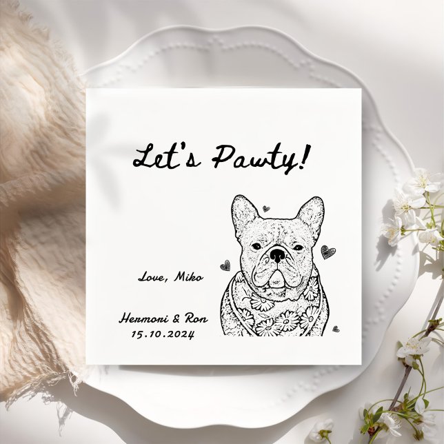 Serviette En Papier Pawty Drawn Funny Chien Simple Mariage (Créateur téléchargé)