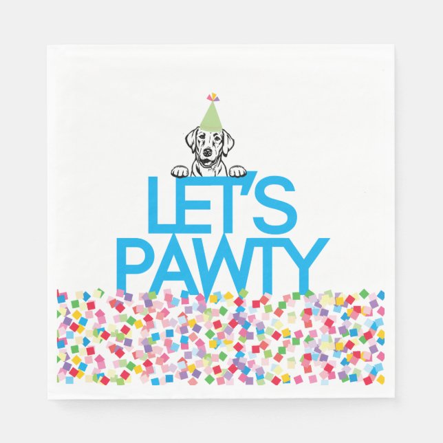 Serviette En Papier "PAWTY" Labrador Party Luncheon Napkins (Devant)