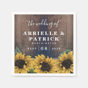 Serviette En Papier Pays Baril rustique Vintage Tournesol Mariage